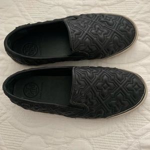 Tory Burch quilted leather slip on shoes